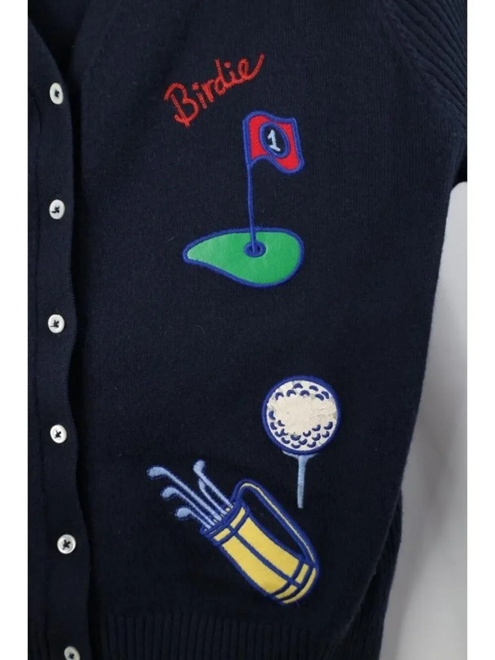 Tory Burch Sport Womens Medium Cashmere Blend Golf Knit Cardigan Sweater Blue